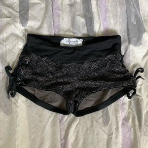 Black Lace Up Bamboo Booty Shorts